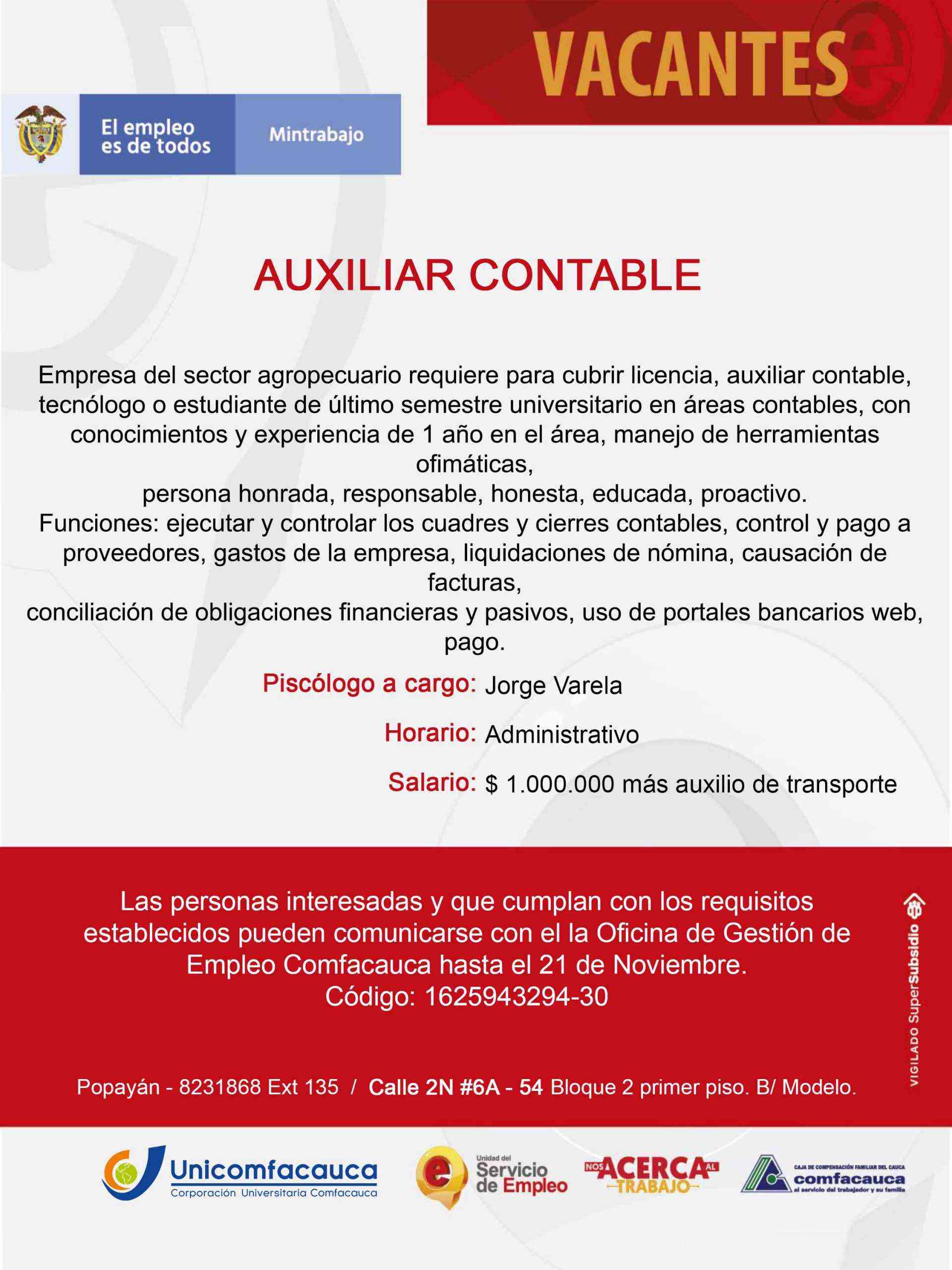 Vacante Auxiliar Contable