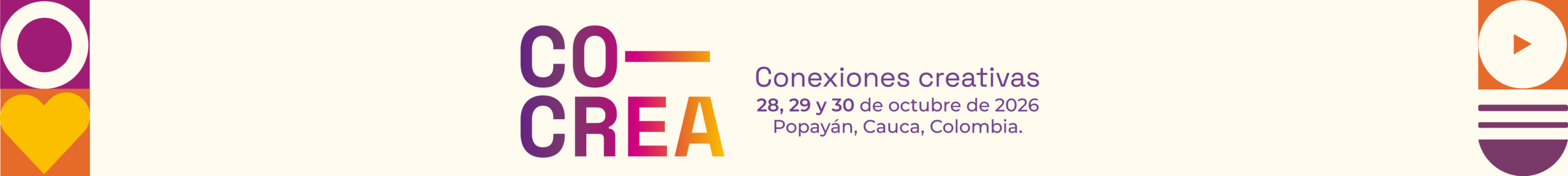 Banner interno V Congreso de Humanidades-10-10 Co-Crea: conexiones creativas. 28, 29 y 30 de octubre en Pópayán, Cauca, Colombia.