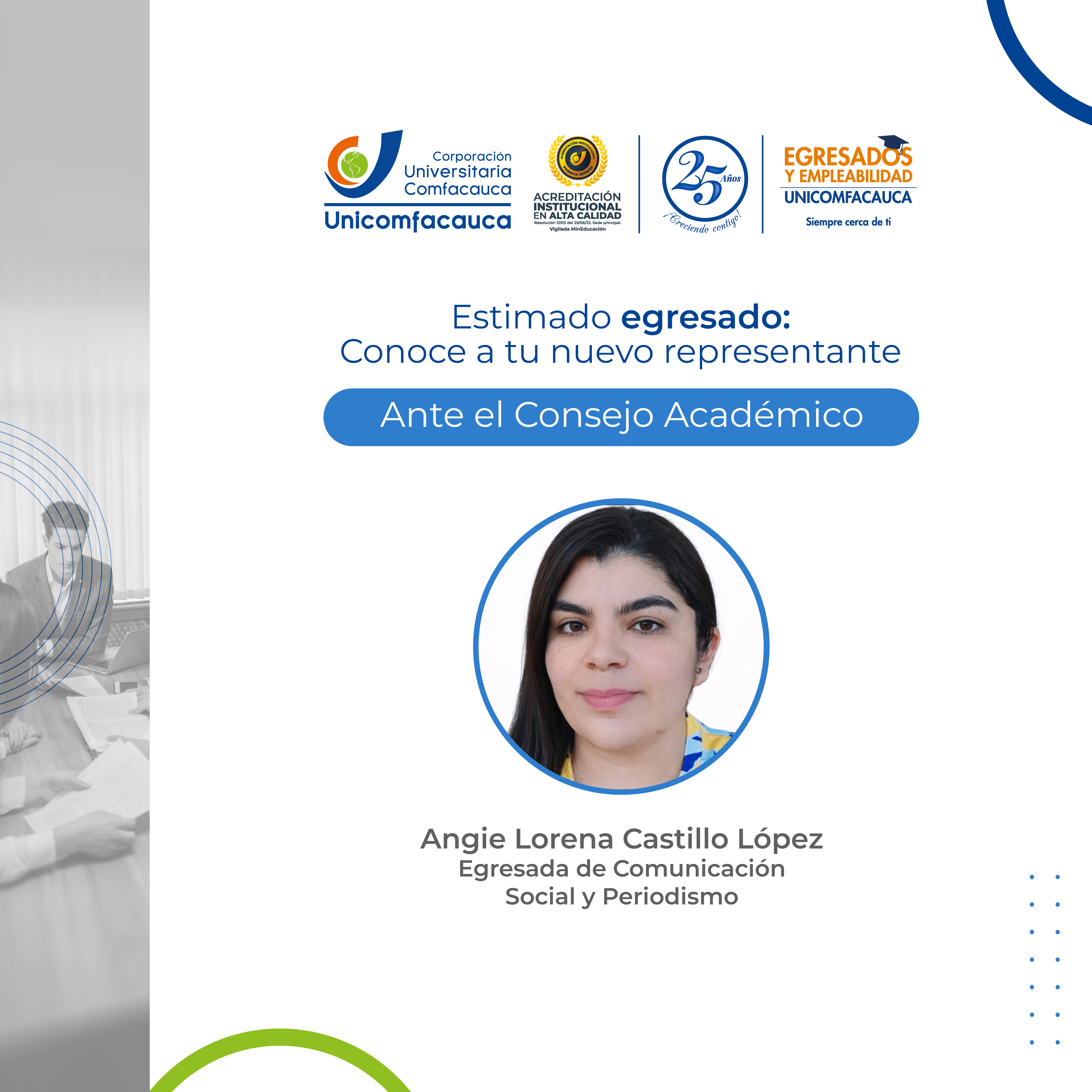 Angie Lorena Castillo López, representante ante el Consejo Académico.