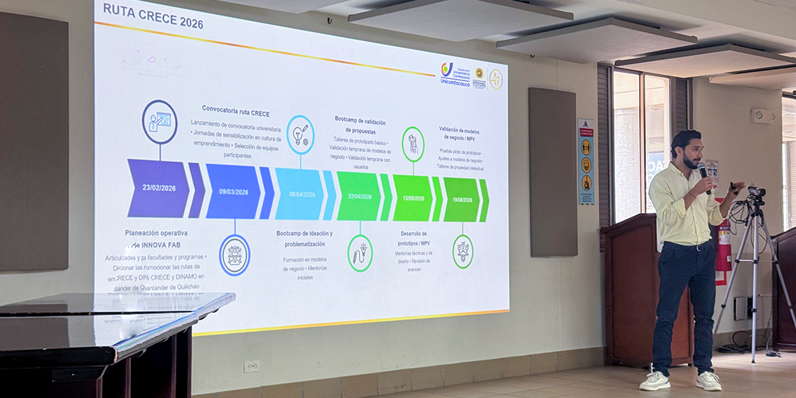 Comienza un año de oportunidades: Unicomfacauca activa sus Rutas de Emprendimiento CRECE y DÍNAMO