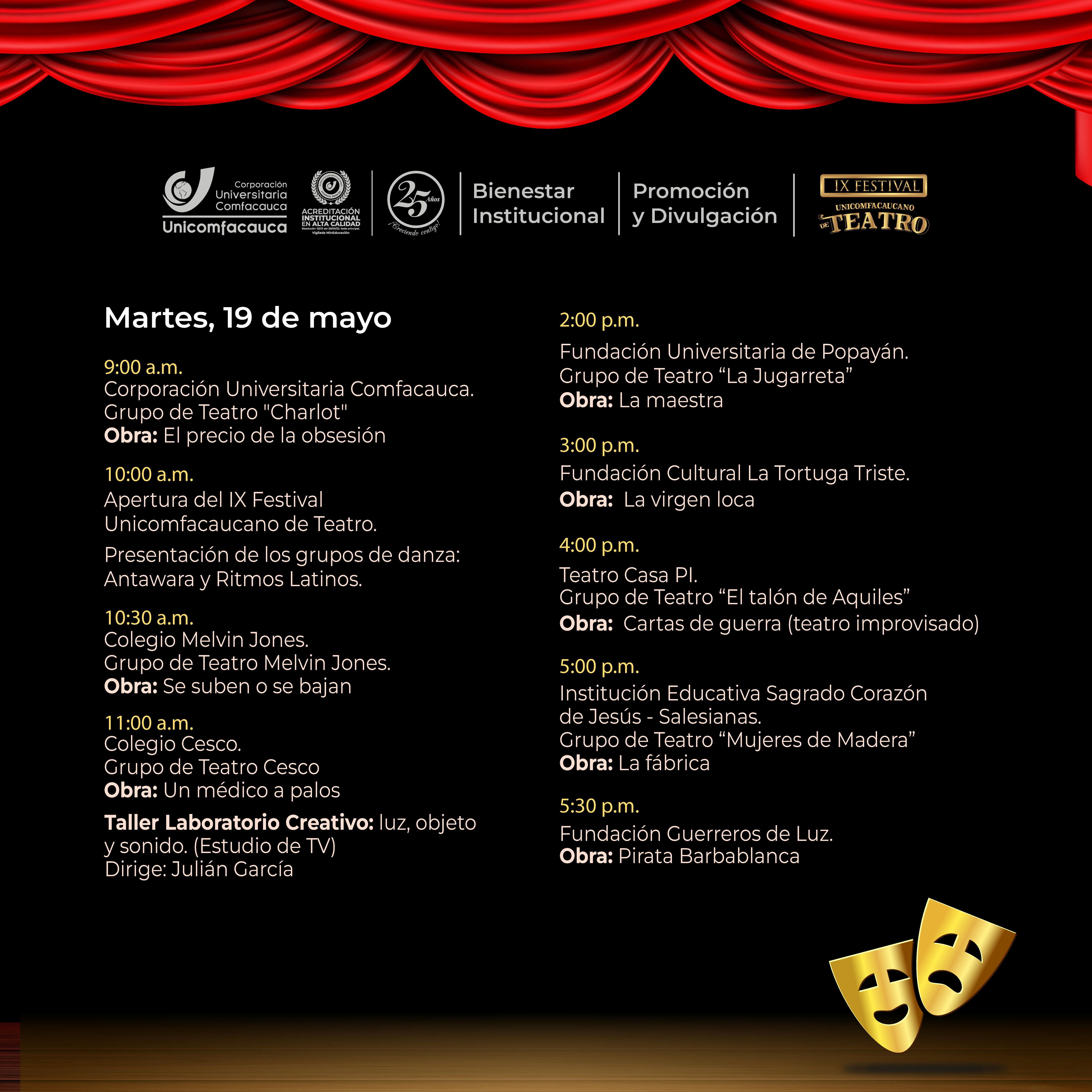 Programación IX Festival de Teatro 2026.