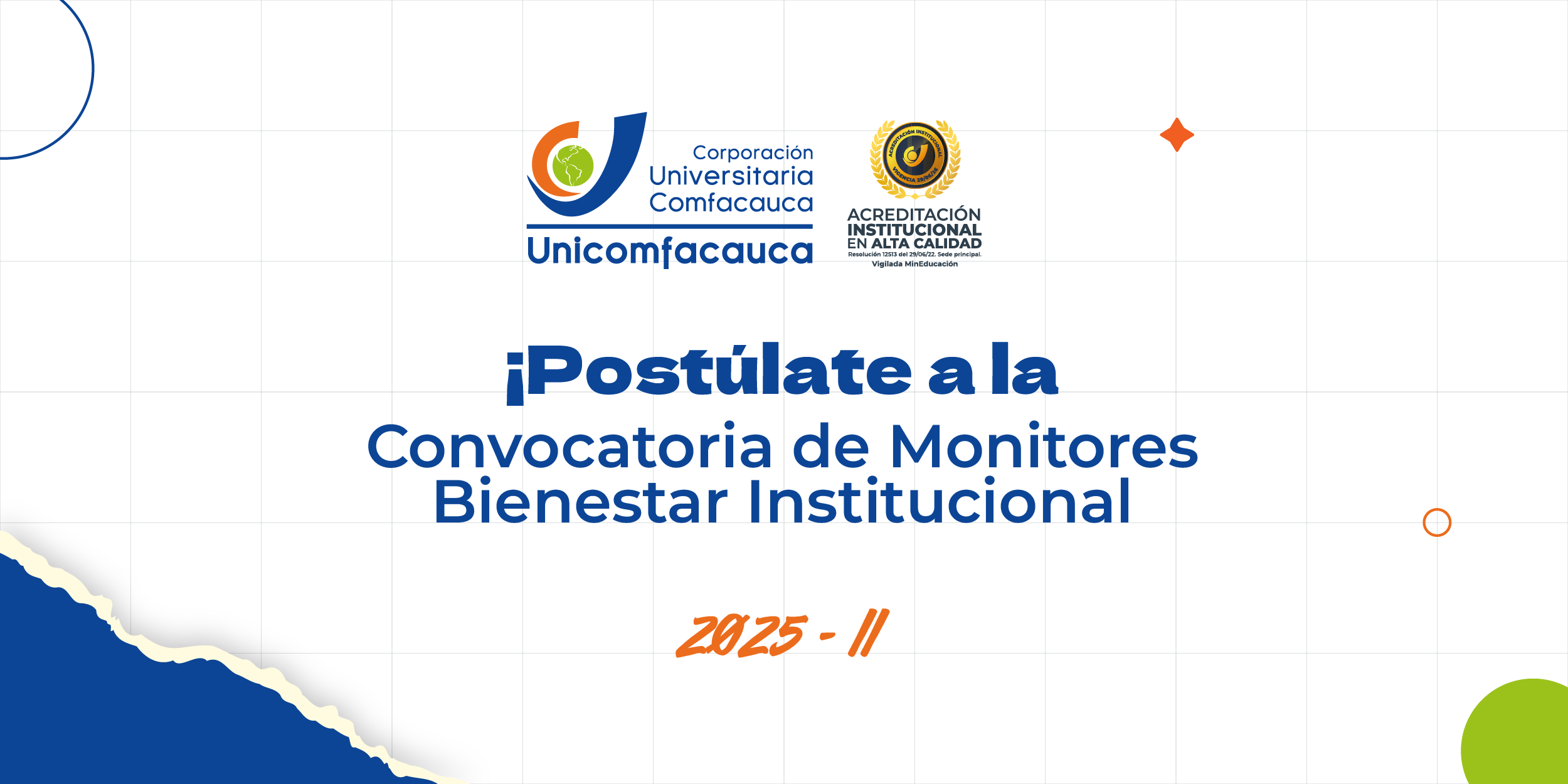 Banner "Postúlate a la convocatoria de monitores de bienestar institucional 2025-2"