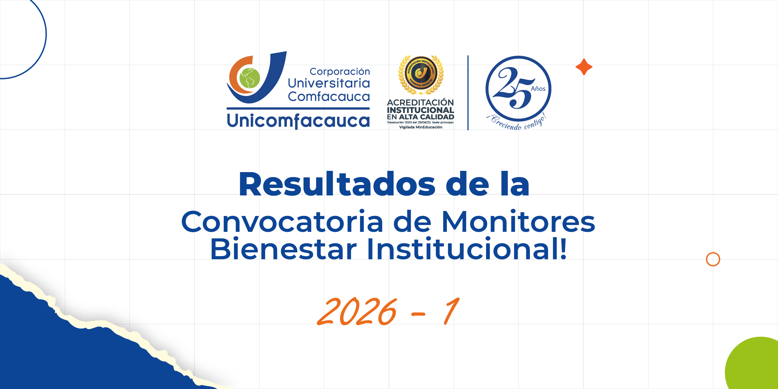 Resultados Convocatoria Monitores de Bienestar Institucional 2026-1