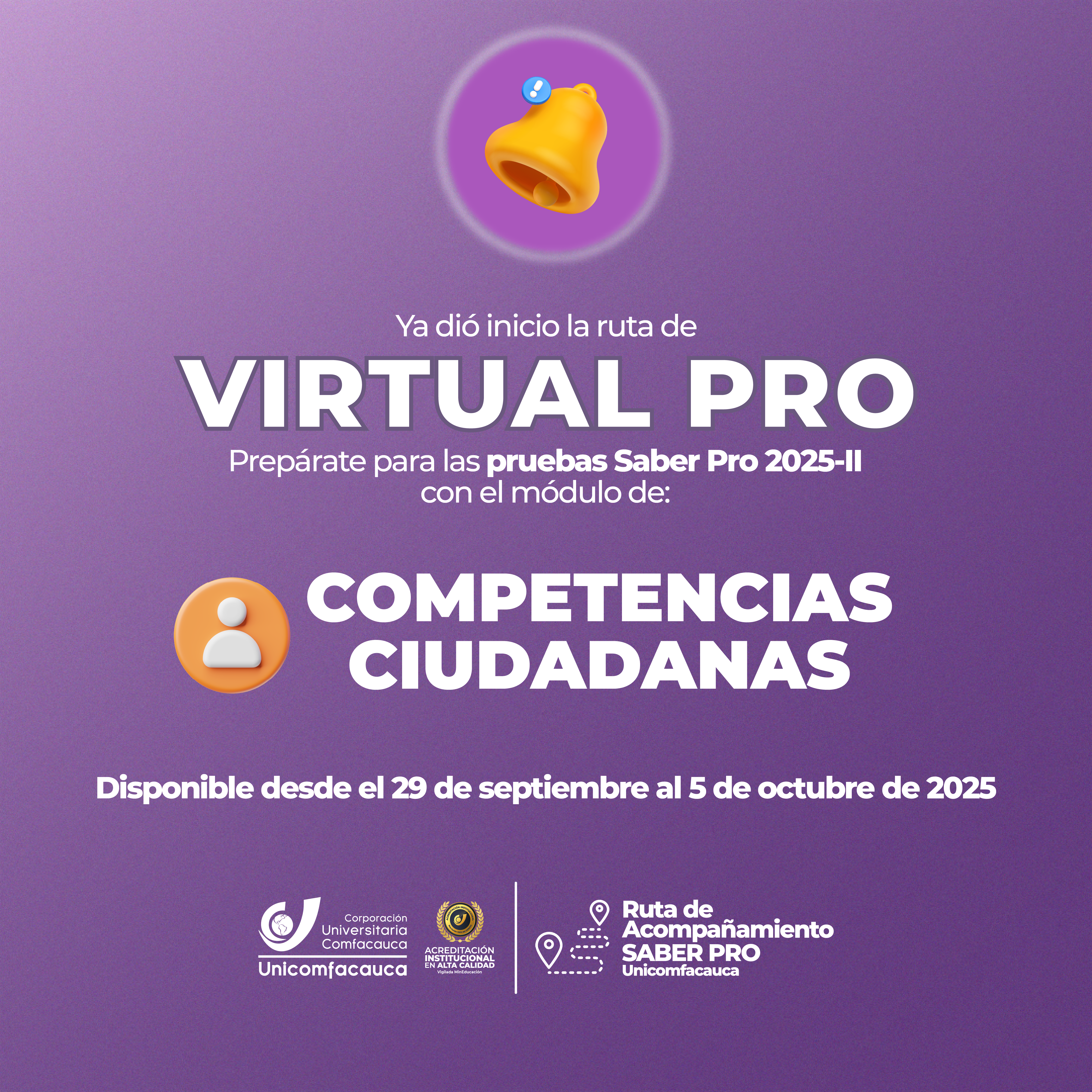 Prueba de competencias ciudadanas: desde el 29 al 5 de octubre de 2025.