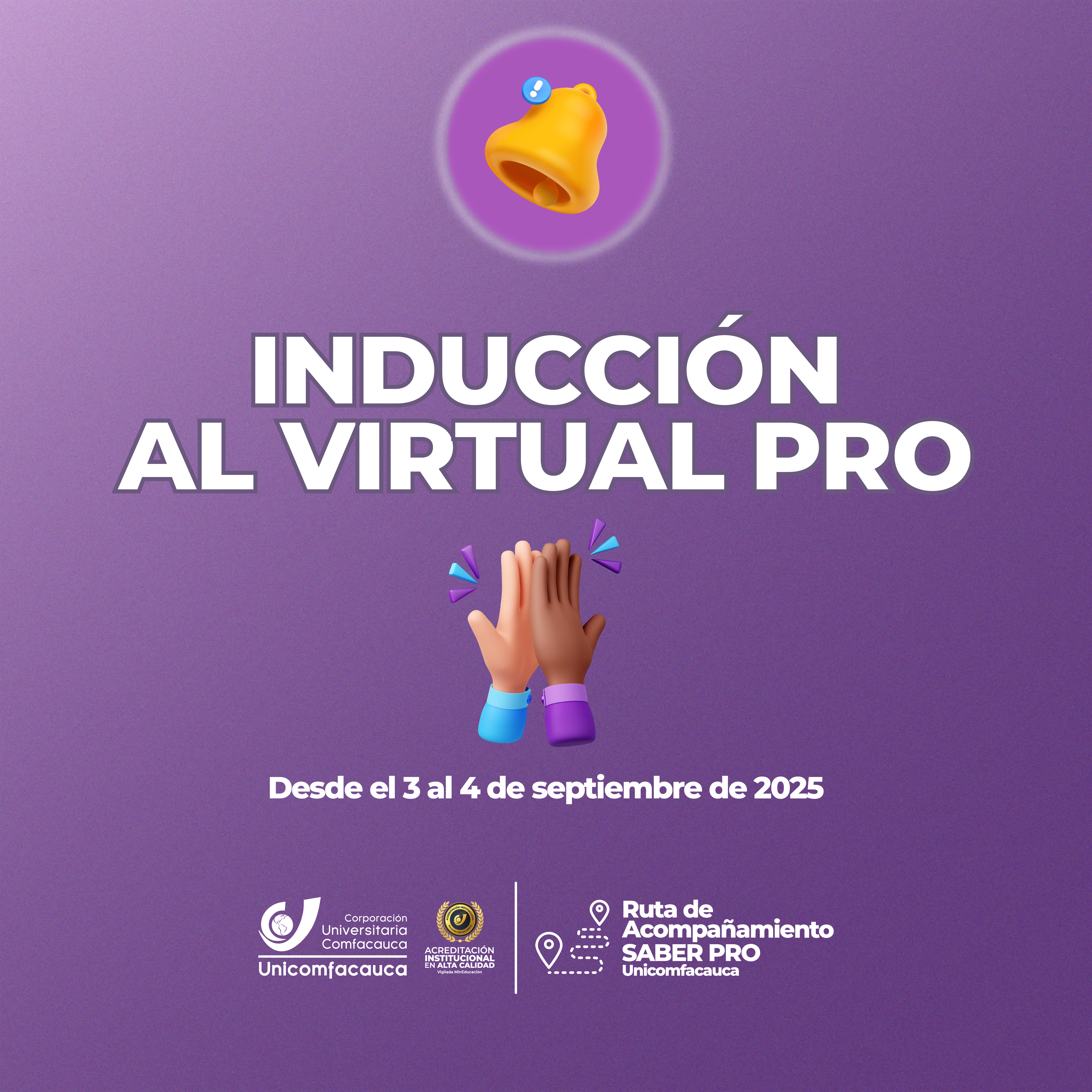 Inducción al virtual pro: desde el 3 al 4 de septiembre de 2025.