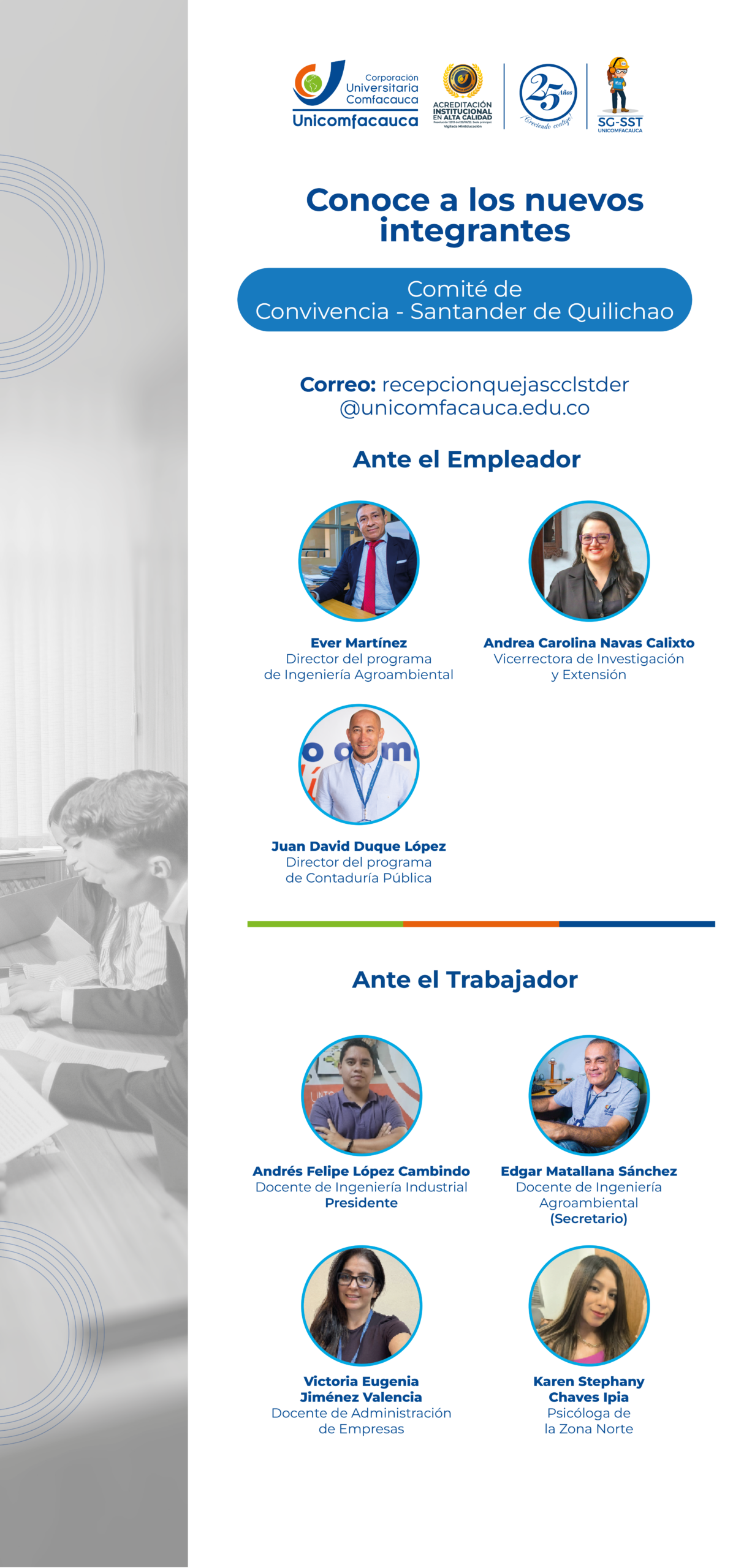 Flyer_Integrantes ante el comité laboral - Santander Comité laboral Santander