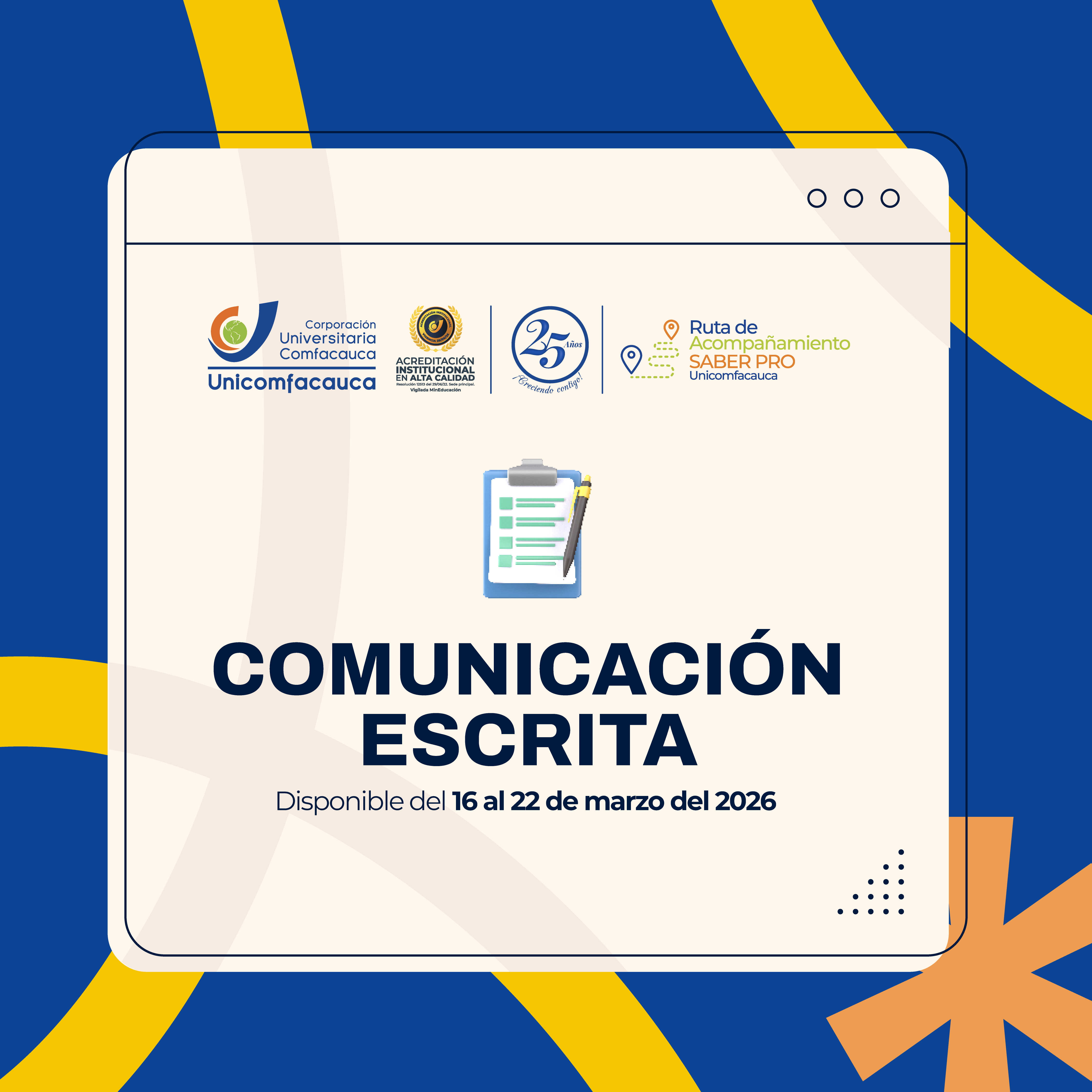Comunicación escrita: del 16 al 22 de marzo.