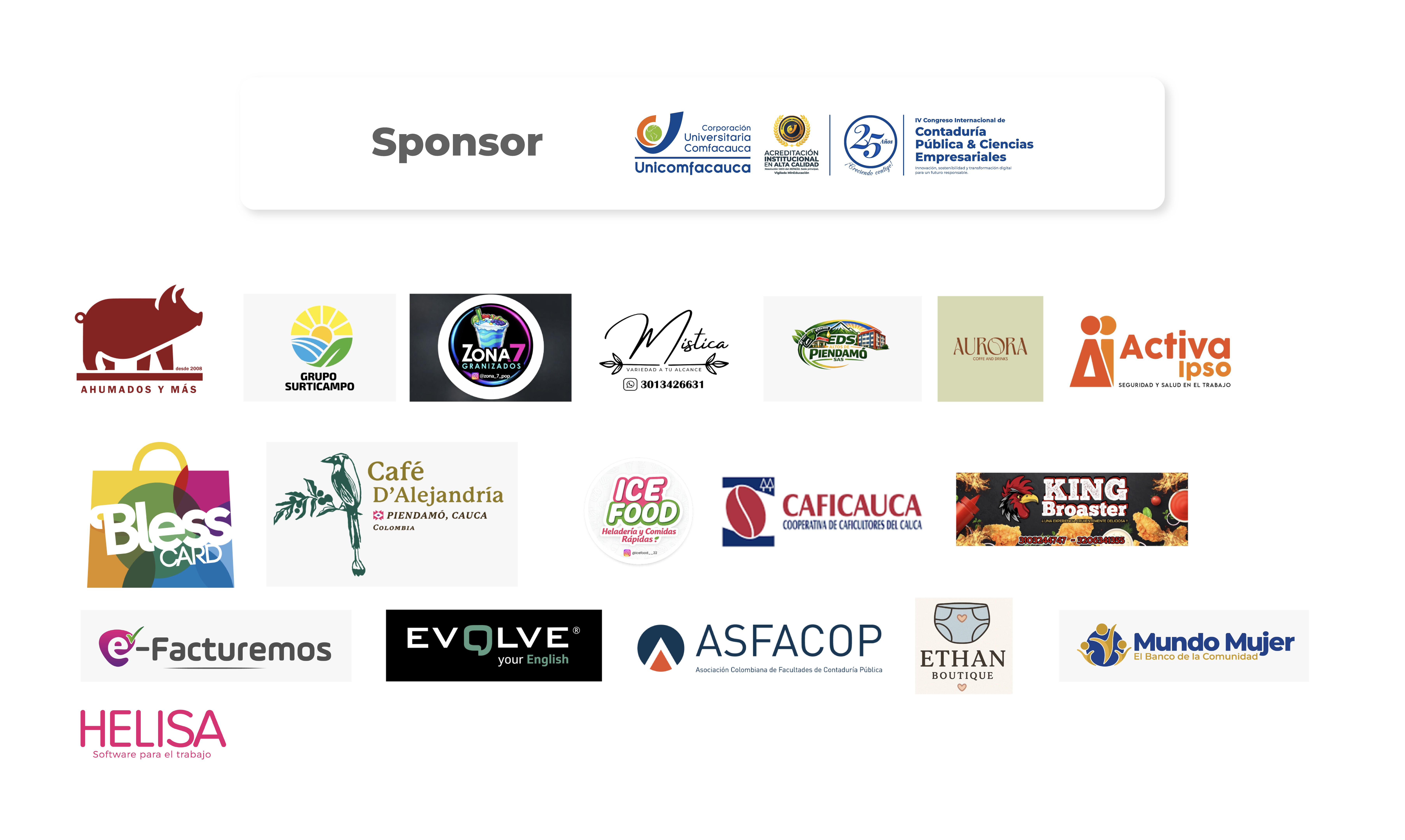 Patrocinadores IV Congreso Internacional de Ciencias Empresariales.