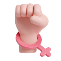 puno-levantado-simbolo-femenino-rosa-poder-icono-dia-internacional-mujer-ilustracion-3d El puño levantado con el símbolo femenino rosa del poder